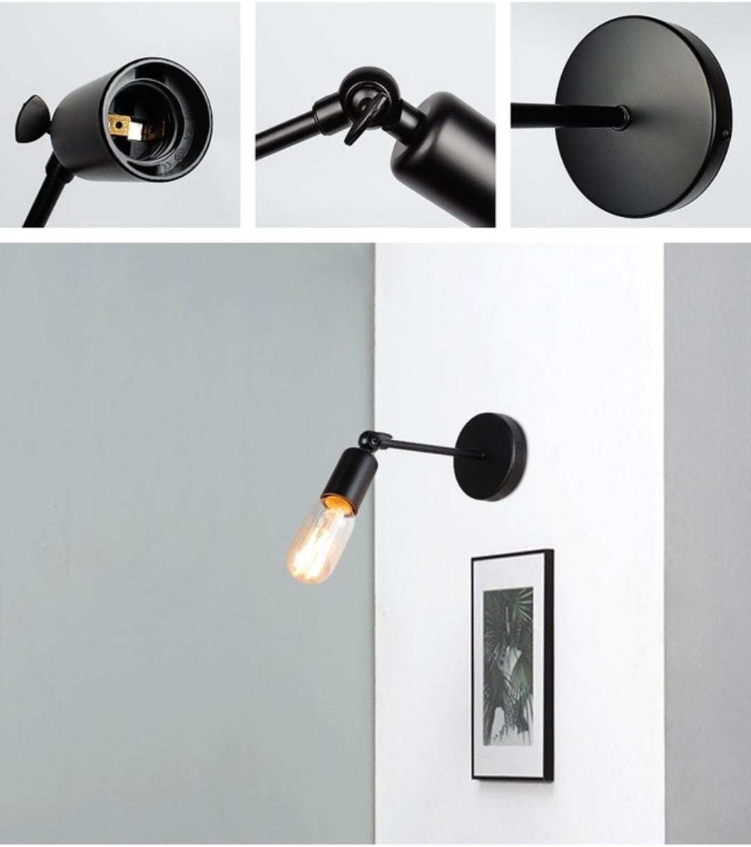 Rustik Siyah Tekli Duvar Lambası Aplik - Görsel 2