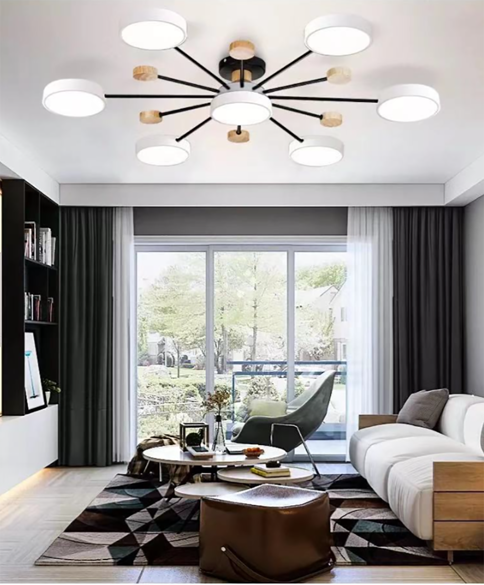 SimaAvize Fixture Ahşap Led Avize (Beyaz )