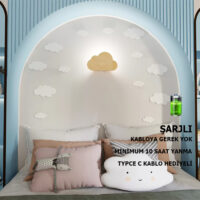 SimaAvize Çocuk Şarjlı Aplik/Gece Lambası -Bulut-  Gün Işığı