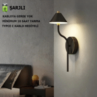 SimaAvize Modern Black Led Aplik -ŞARZLI -Gün Işığı