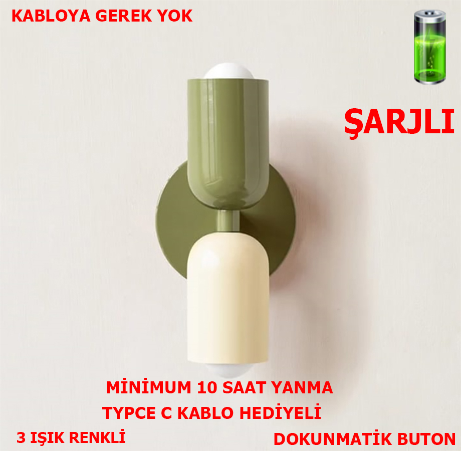 SimaAvize Nordic Şarjlı Dimmerlı Dokunmatik Aplik