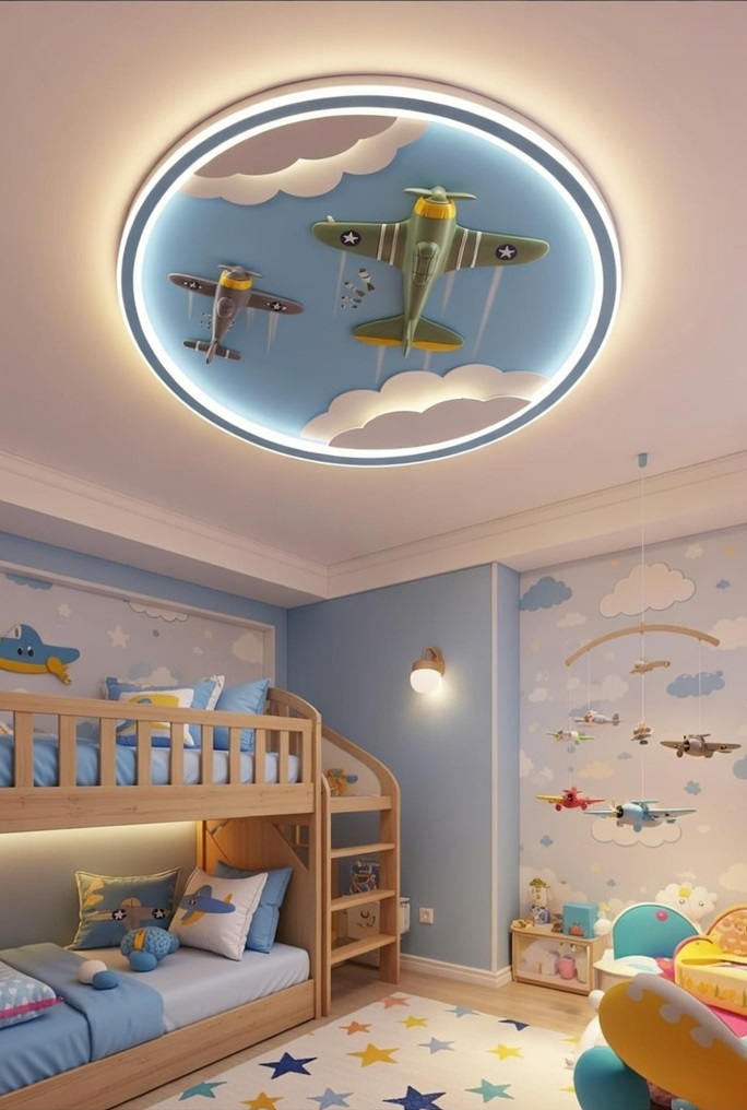 SimaAvize Çocuk Odası Uçak Temalı LED Avize – Tavana Sıfır Modern Aydınlatma