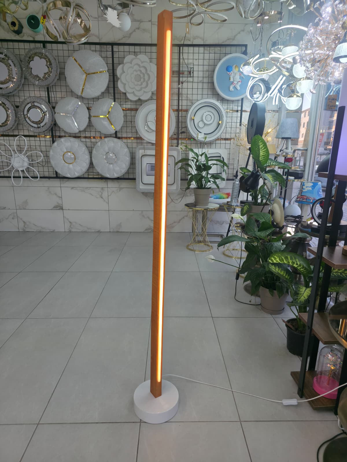 Modern Ahşap LED Lambader | Kumandalı 3 Renk | El Yapımı 145 cm - Görsel 3