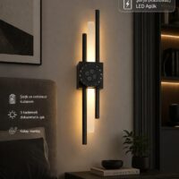 Şarjlı Kablosuz LED Aplik | 3 Kademeli Dokunmatik Işık | Modern Siyah Duvar Lambası