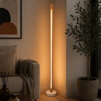 Modern Ahşap LED Lambader | Kumandalı 3 Renk | El Yapımı 145 cm