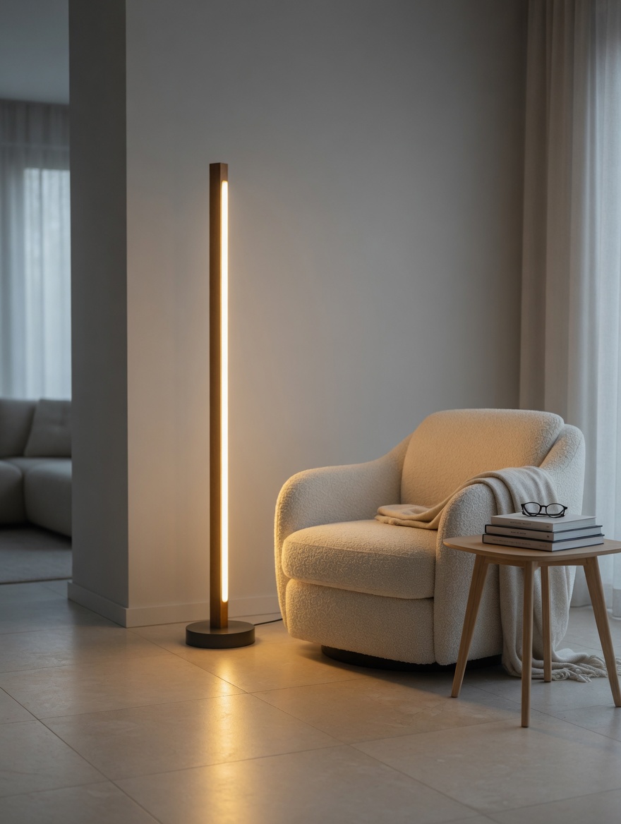 Modern Ahşap LED Lambader | Kumandalı 3 Renk | El Yapımı 145 cm Ceviz